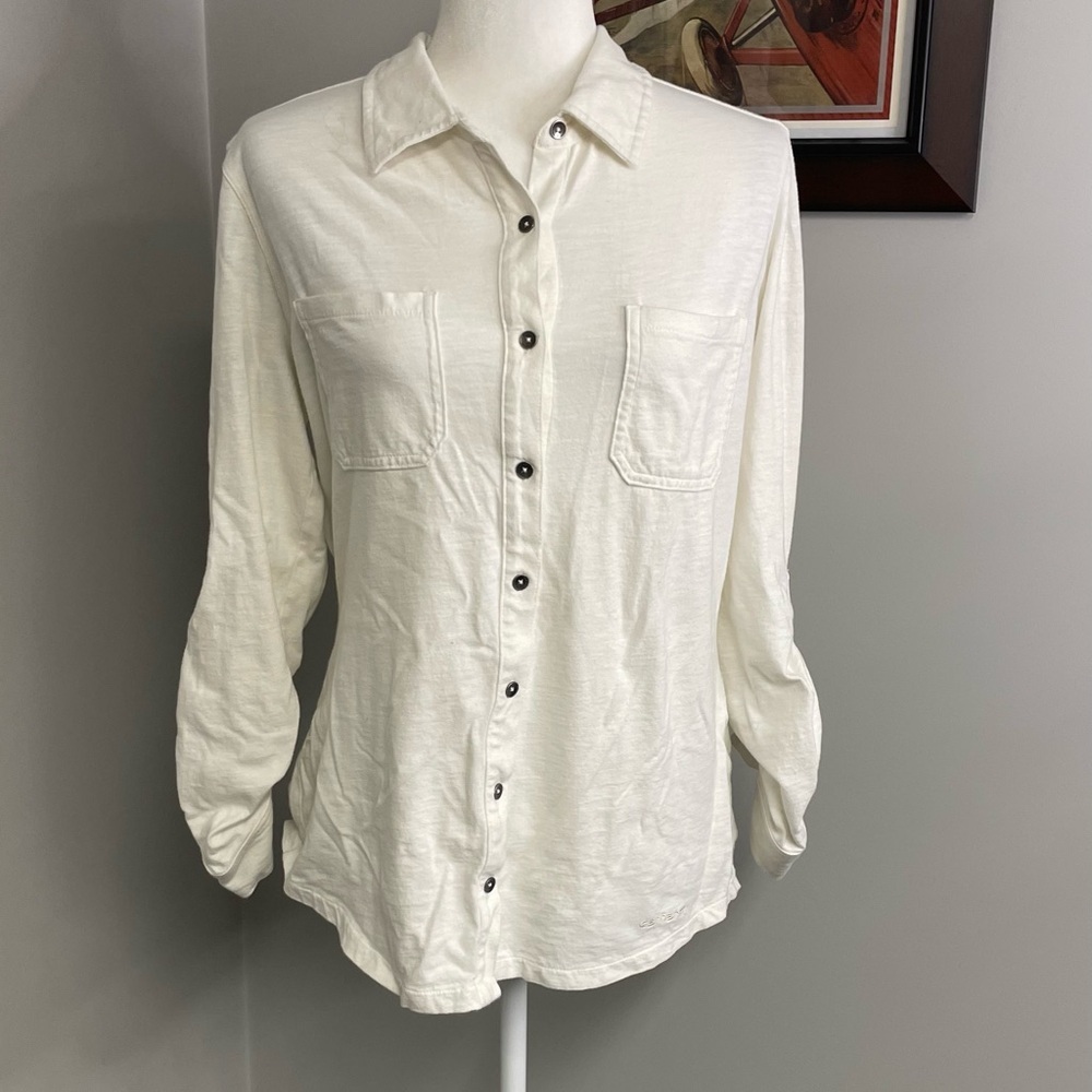 Carhartt Womens white long sleeve button do wn shirt size Large